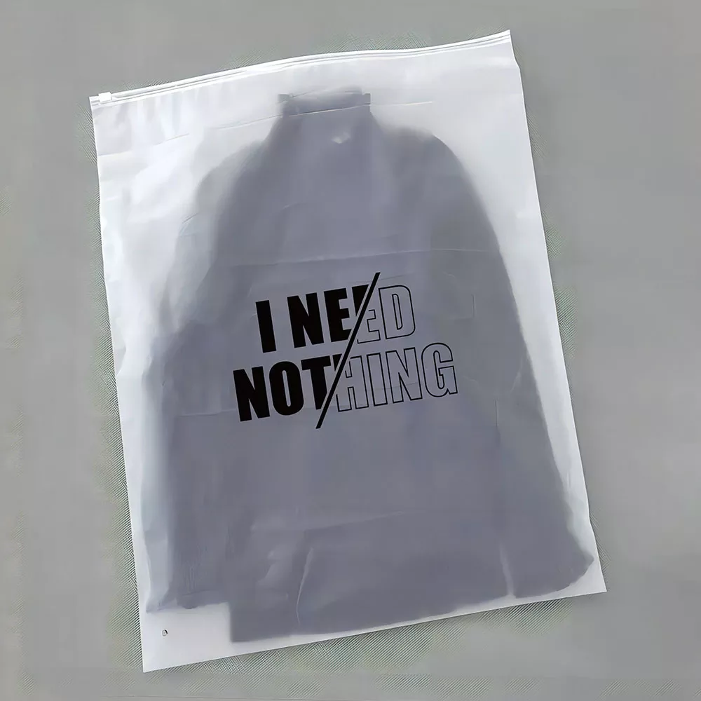 Custom Printed Frosted Zipper Bags for Clothing Brand